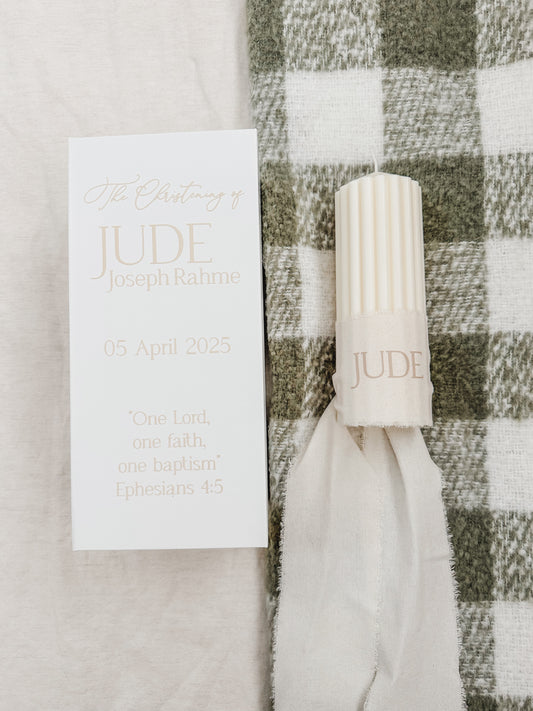 Ribbed Christening Candle