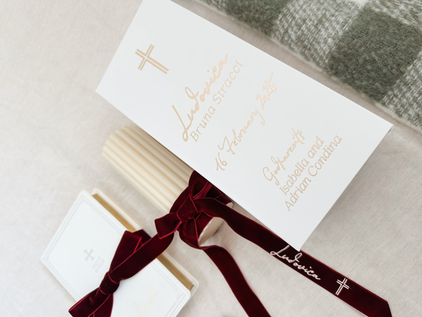 Ribbed Christening Candle