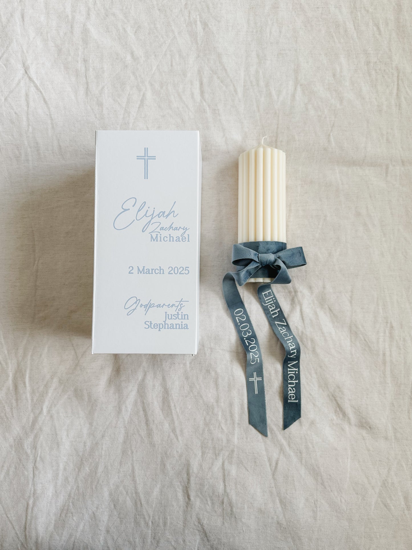 Ribbed Christening Candle