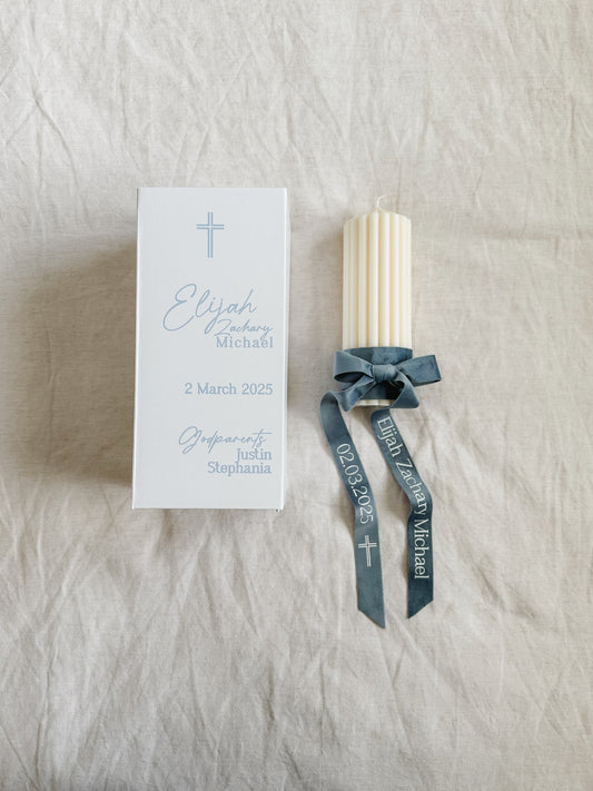 Ribbed Christening Candle
