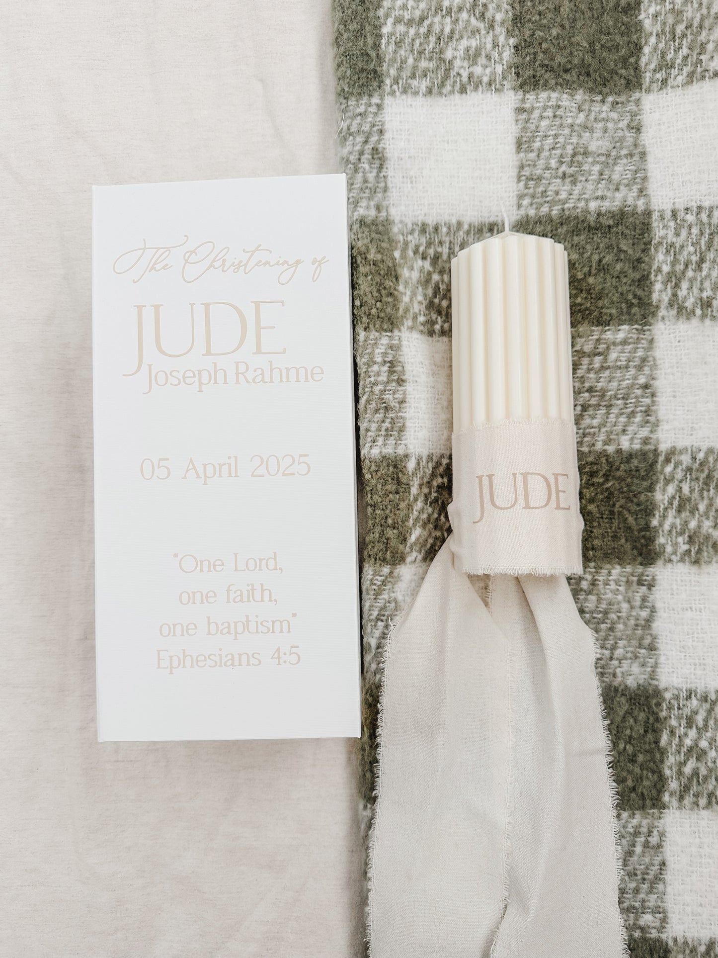 Ribbed Christening Candle