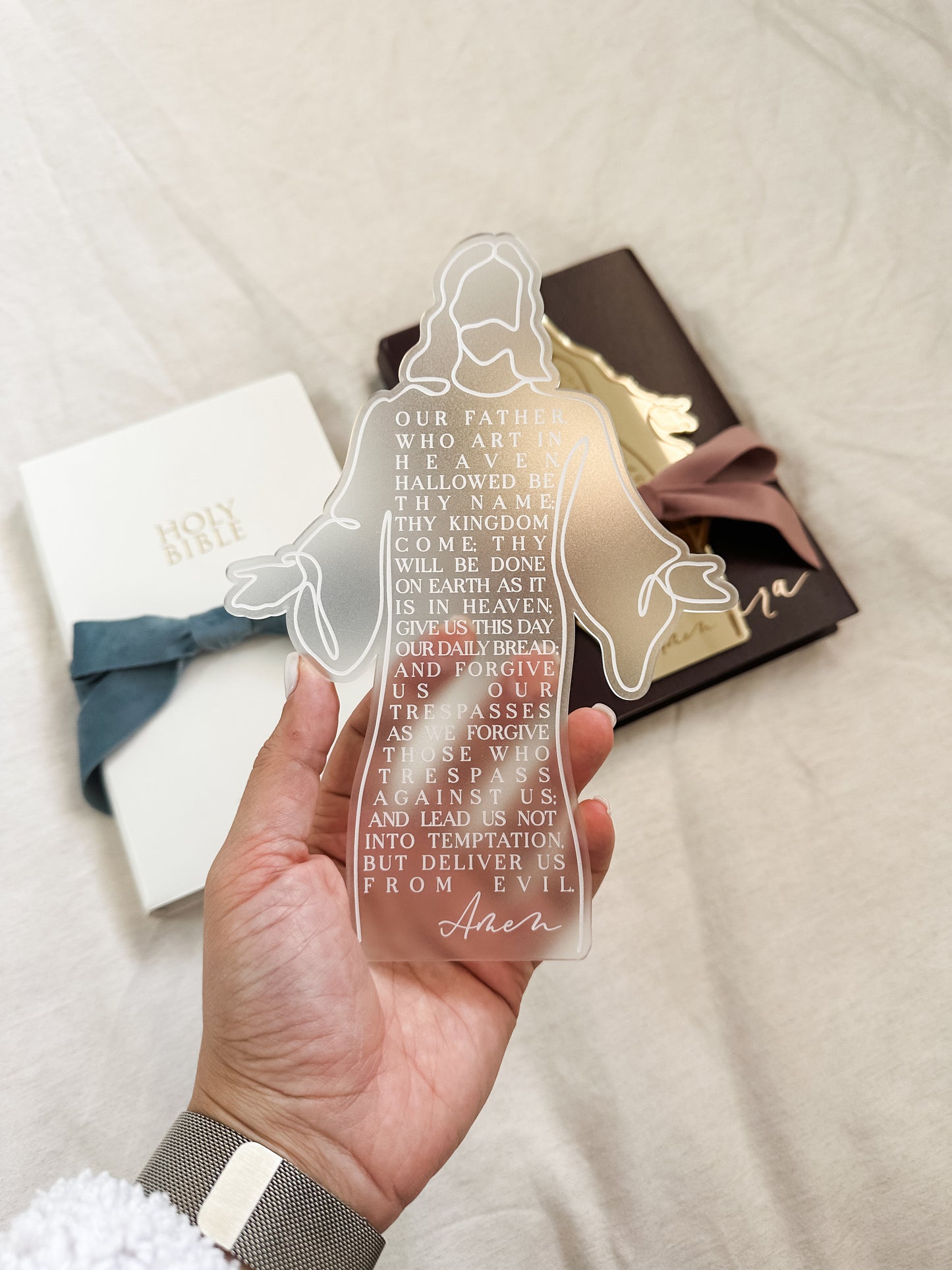 Personalised Holy Communion Gift Set | Custom Bible and Acrylic Prayer Keepsake